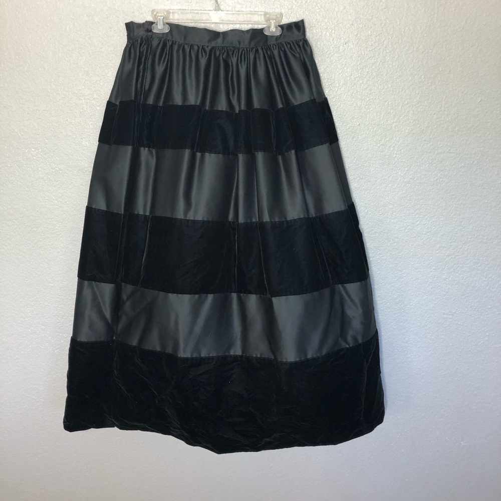 Vintage Scott McClintock Separates Black Striped Velvet Full Length Skirt